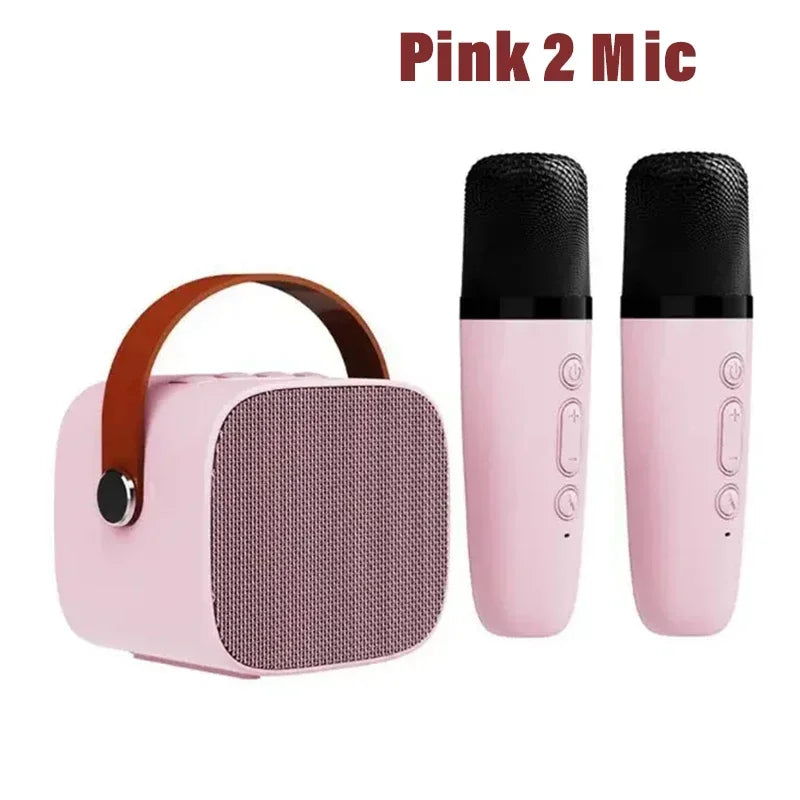 Portable Wireless Dual Microphones Karaoke Machine HomeKTV DSP System Bluetooth Speaker HIFI Stereo Surround For Kids Party Gift