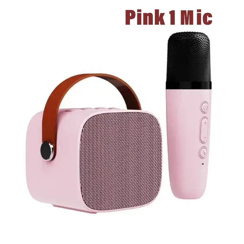 Portable Wireless Dual Microphones Karaoke Machine HomeKTV DSP System Bluetooth Speaker HIFI Stereo Surround For Kids Party Gift