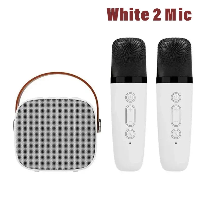 Portable Wireless Dual Microphones Karaoke Machine HomeKTV DSP System Bluetooth Speaker HIFI Stereo Surround For Kids Party Gift
